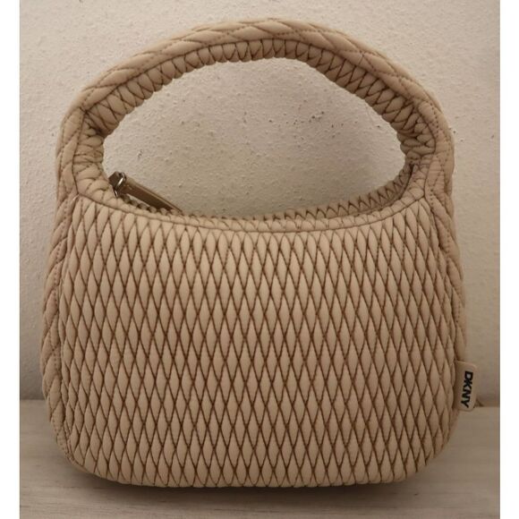 DKNY 02509 Women's O/S Beige Mack Nylon Hobo Crossbody/Shoulder Bag - Picture 2 of 16